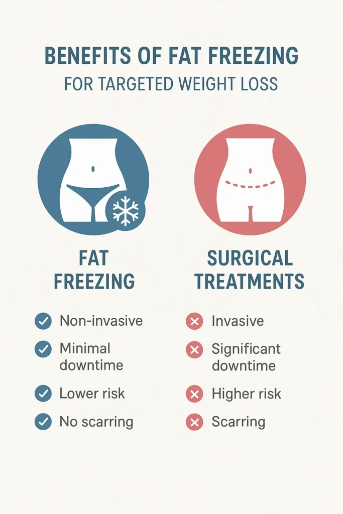 graphic showing the benefits of fat freezing ENGLAND